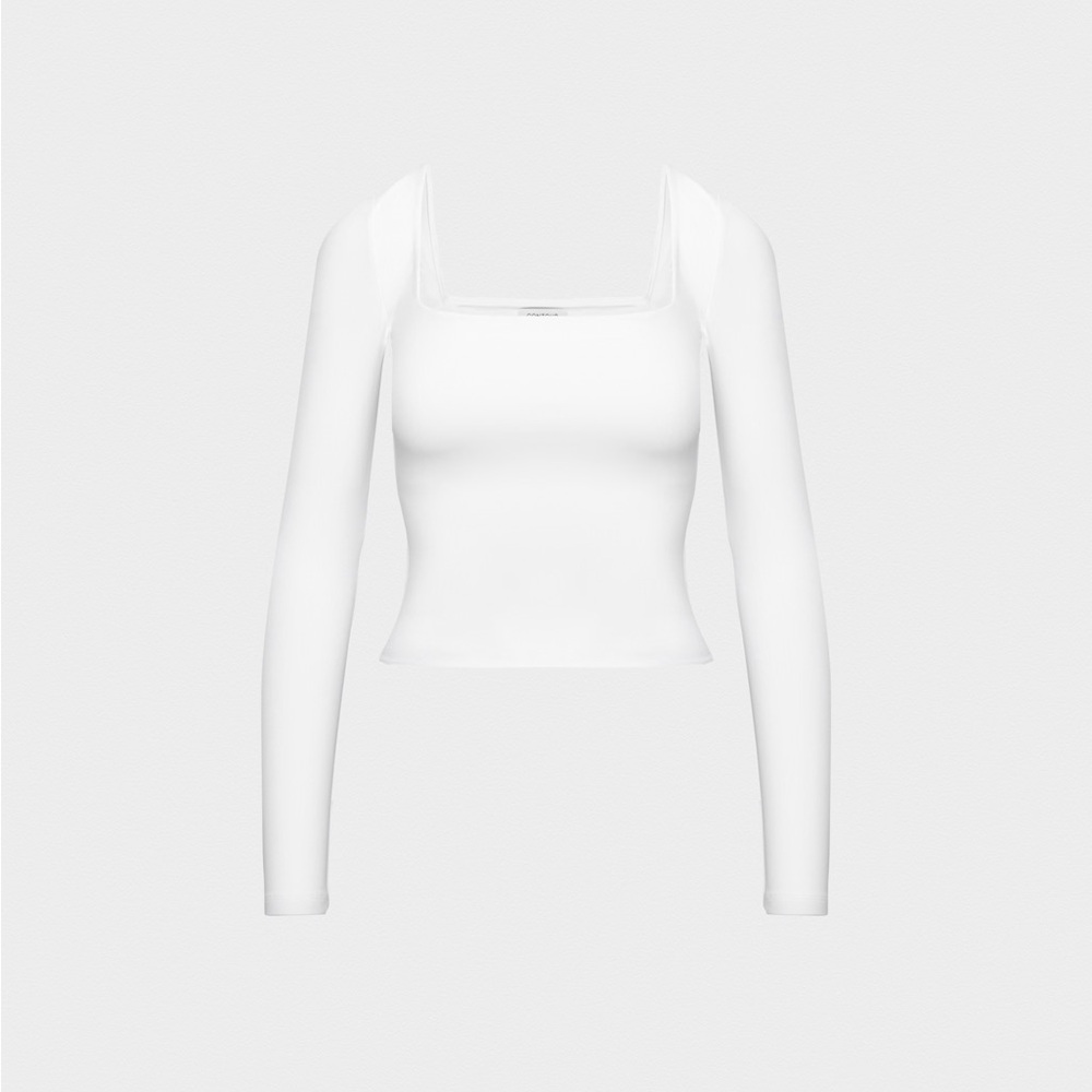 NWT Aritzia Babaton White Square Neck Long Sleeve Top